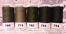 5 NEW 274 yard Spools green colors GUTERMANN 100% polyester sew-all thread 