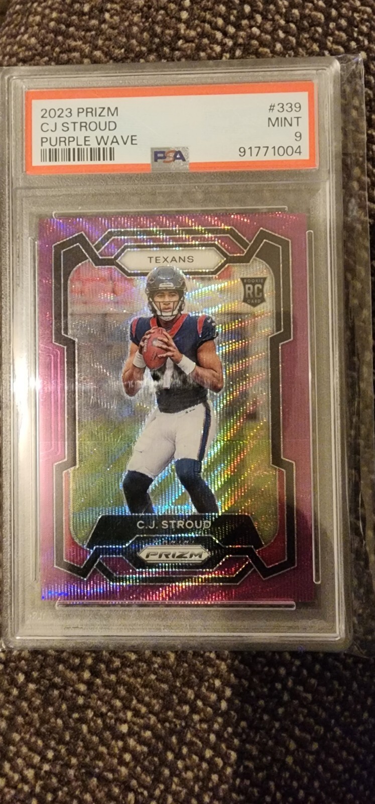 2023 Panini Prizm CJ Stroud 339 Purple Wave Rookie /99 PSA 9