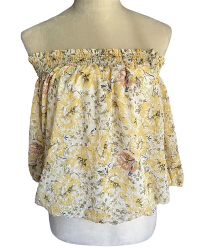 Joie By Anthropologie Cropped Top Women Floral Ye… - image 1