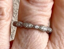 1/2CTW White Round Cut CZ Art Deco Antique Style Wedding Band Ring In 925 Silver