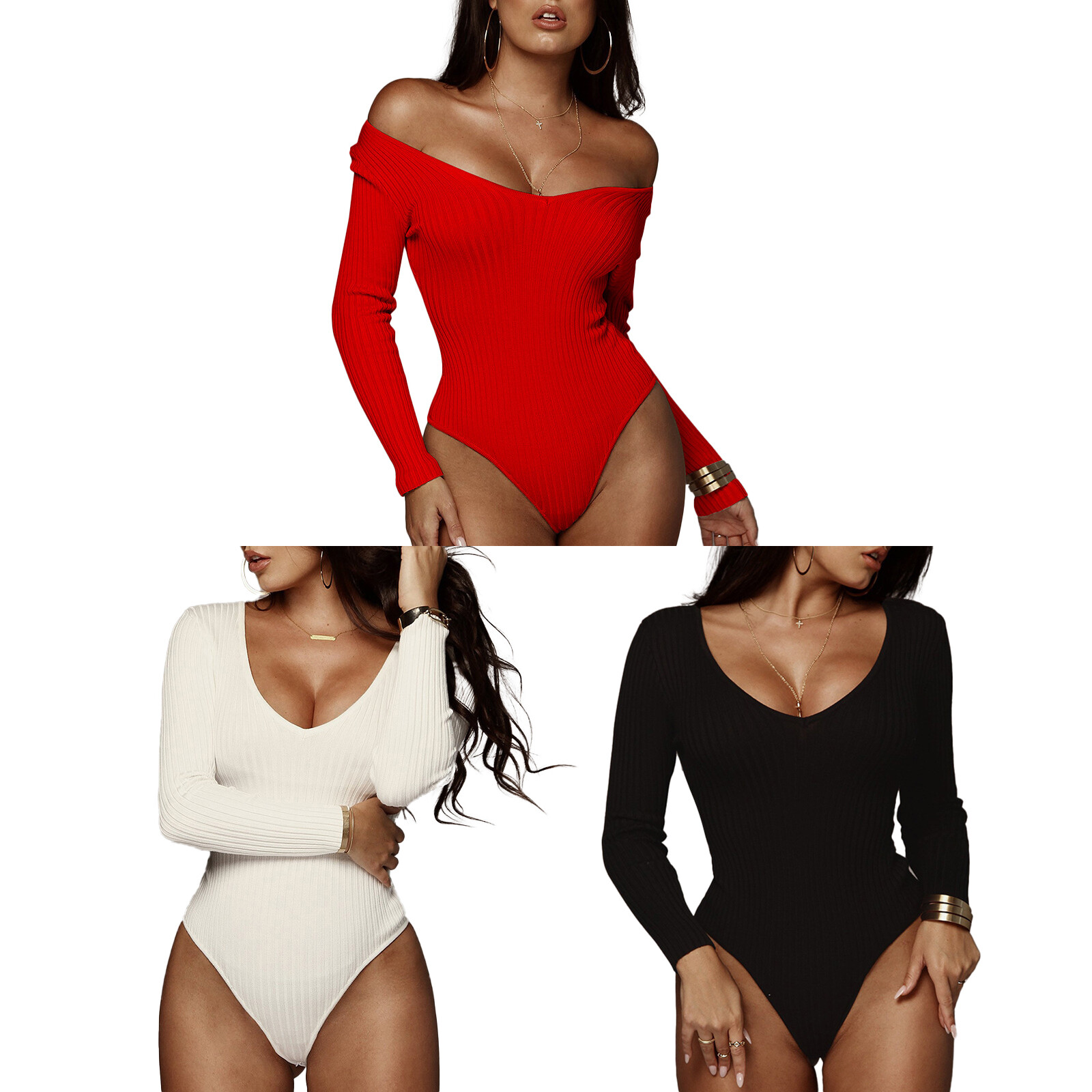Womens Bodysuit Teddy Dancewear Gymnastics Leotard Undershirts V Neck Swimwear-image