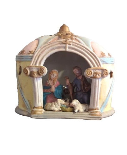 Ceramic Hand Painted Nativity Nightlight Lamp Light-Up Pastels - Picture 2 of 6