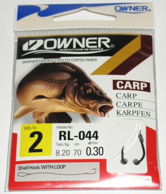 Owner Vorfachhaken Karpfen schwarz - Größe 1 - Vorfach 0,35 m - 70 cm - NEU