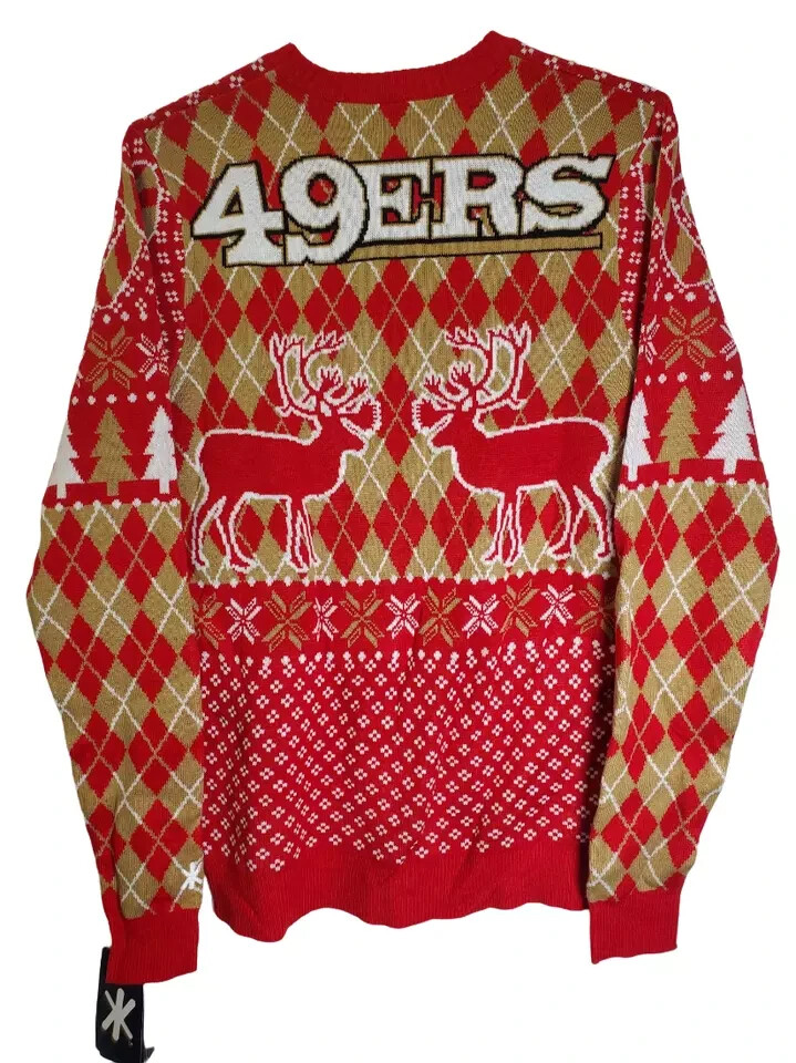 Klew Mens San Francisco 49ers Holiday Ugly Sweater RED SMALL | eBay