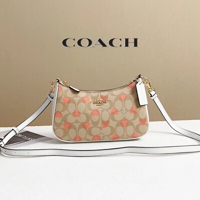 COACH Teri Shoulder Bag/Crossbody Signature Canvas Heart print  