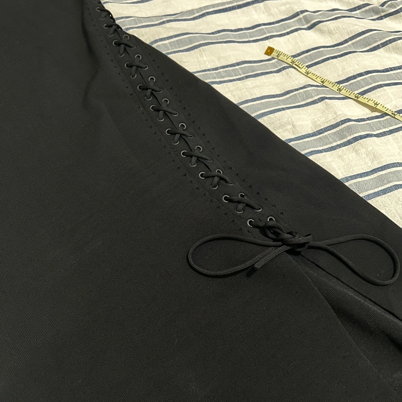 Abito Alexander Wang scollo quadrato nero midi lacci laterali bodycon maglia piccolo