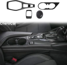 Carbon Fiber Gear Shift Knob Trim Cup Holder Cover for Chevrolet Camaro 2017-21