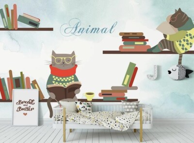 3D Cartoon Cat ZHUA3990 Wallpaper Wall Murals Removable Self-adhesive Ann 24