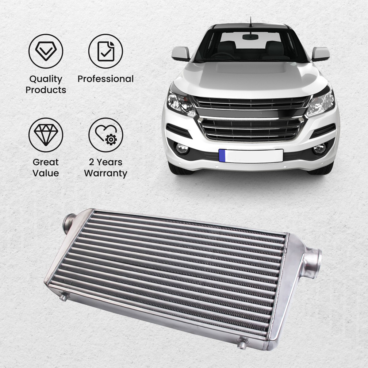 EMUSA 31x12x3 Universal Front Mount Aluminum Intercooler – 3 Inlet/Outlet Turbo