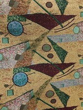 MULTICOLOR GEOMETRIC POLY COTTON UPHOLSTERY BROCADE FABRIC 54 in. Sold BTY