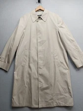 VTG Botany 500 Mens Size 30 Long Tan Lined Button Up Trench Coat 