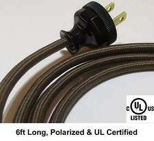 New Vintage Style Cloth Covered Electrical Cord w/ Repro Bakelite Polarized Plug