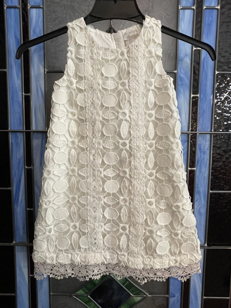 M Lilly Wicket Girls Size 5 White Dress with Lace Overlay eBay