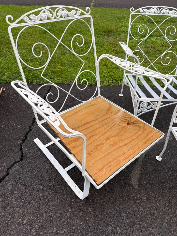 Антикварный (5)pc.Woodard Роза Шарон кованое железо отдыха патио мебель комплект - Изображение 4 из 4