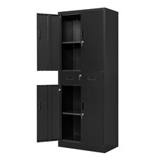 Metal Storage Cabinets with Drawer  Adjustable Shelves, Locking Storage Cabinet