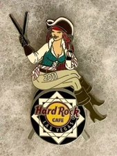 HARD ROCK CAFE LAS VEGAS SEXY PIRATE GIRL SITTING ON DRUM PIN # 63329