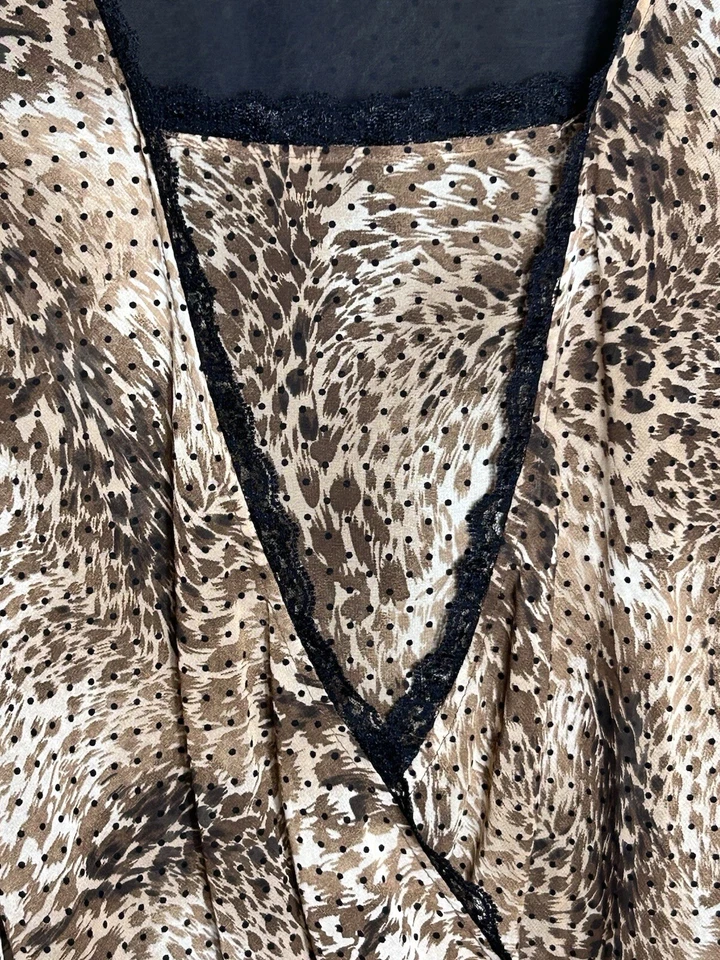 Blusa Top Emma James Talla 20W Estampado Animal Forrada Transparente Encaje Marrón Negro (G) Foto 4 de 4