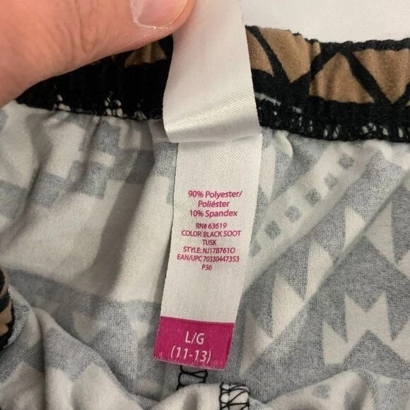 Aztec Print Womens Leggings L Black & Beige Stretchy No Boundaries - Image 4 of 4