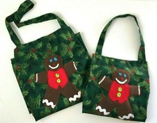 Christmas Aprons with Gingerbread Man Holly Berries Mother Daughter Matching