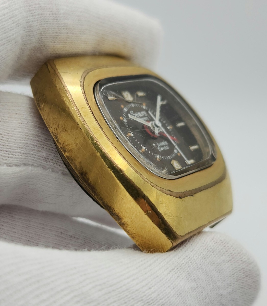 Sears Men's Vintage Mechanical Swiss Made Watch w/ Alarm - READ