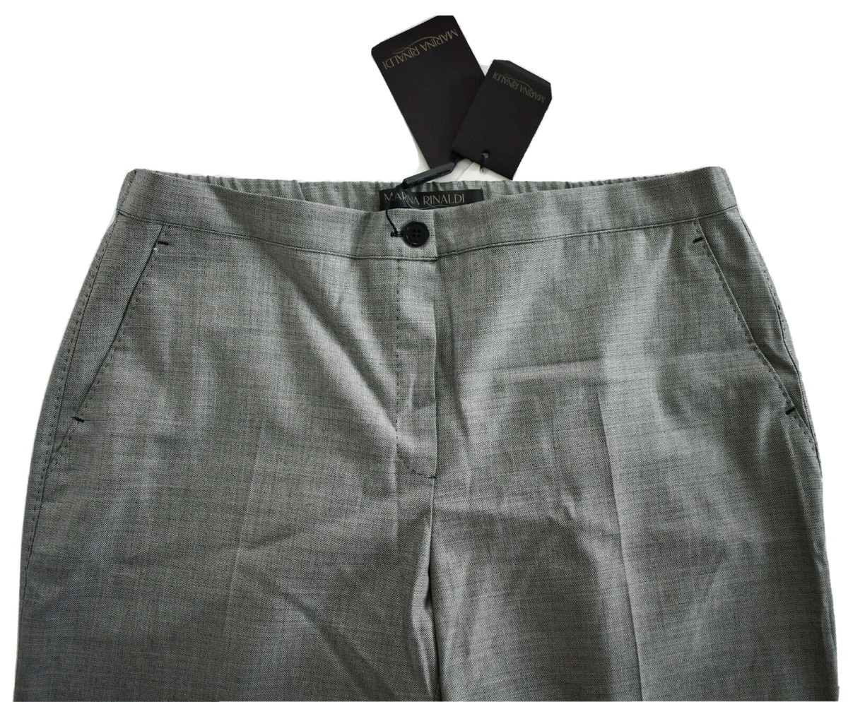 $430 New MARINA RINALDI Gray WOOL SILK Tapered Leg Dress Pants  display picture 1
