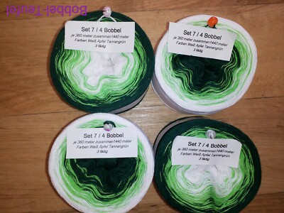 BOBBEL-TEUFEL  Set 7 /4 Bobbel je 360 meter=1440Farbverlaufsgarn 3-Fädig 290 gr.