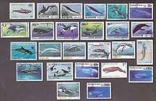 25 ALL DIFFERENT WHALES  ONLY ON STAMPS
