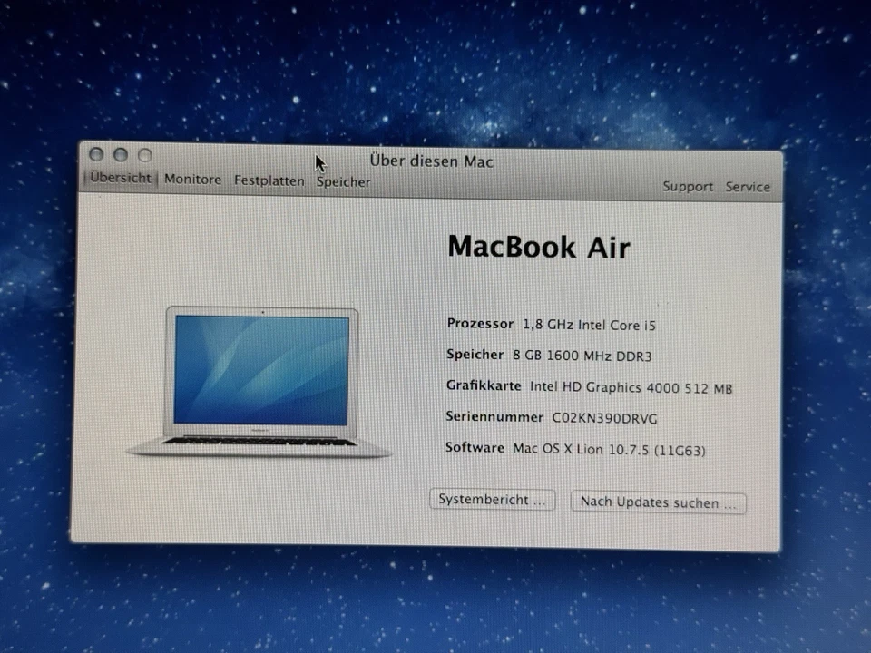 Apple MacBook Air A1466 13,3 Zoll) Laptop - MD232D/A 2012 OHNE SSD!!, Foto 2 von 5