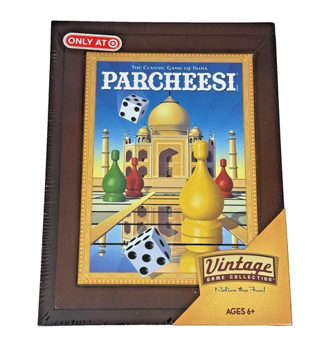 Parcheesi Vintage Game Collection Sealed Wooden Bookshelf Hasbro Milton Bradley