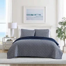 Lockridge 3-Piece Navy/White King Cotton Quilt Set