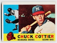1960 Topps - Chuck Cottier #417 Gray Back (RC) Rookie Baseball Card Braves. rookie card picture