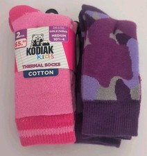 Lot of 4 PAIR, 2 packs GIRLS Medium 10.5-4 KODIAK THERMAL BLEND SOCKS New
