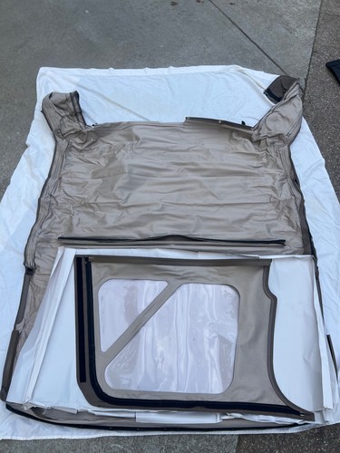 OEM Dark Tan Camel Soft Top & Clear Windows from 2000 Jeep Wrangler