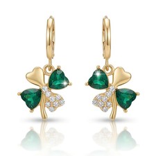 St Patricks Day Earrings for Women Irish Holiday Shamrock Medium, Green