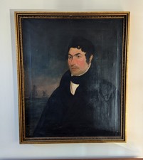 Jabez Clark Boston Ship Captain Circa 1830 (Identified On Back) Oil On Canvas.