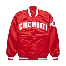 Red Satin CINCINNATI Baseball Bomber Style Varsity Jacket
