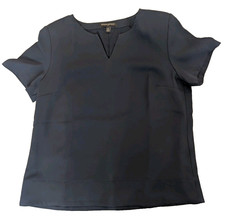 Banana Republic Medium Women's Top Blue Padded Short Sleeve Career Blouse 75