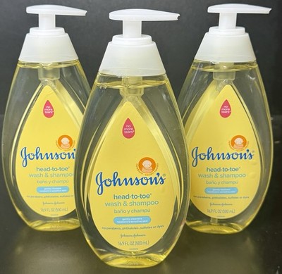 3 Pack Johnson Head-To-Toe Tear Free Baby &Newborn Wash Shampoo Hypoallergenic