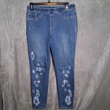 FDJ French Dressing Jeans Women's Sz 6 Floral Print Medium Dark Wash Stretch 