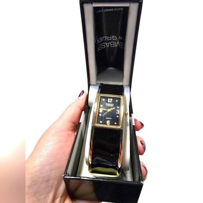 Embassy by Gruen Black and Gold Wearable Watch