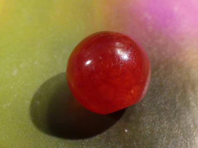 ANTIQUE NATURAL GEM STONE RED RUBY ROUND SHAPE BEAD WORN 10.5-9.9 MM