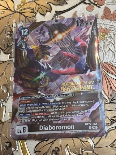 Digimon Card Game Diaboromon BT22-064 R Regionals 2026 Participant Promo Alt Art
