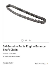 Genuine GM Engine Balance Shaft Chain 12626983 Brand New