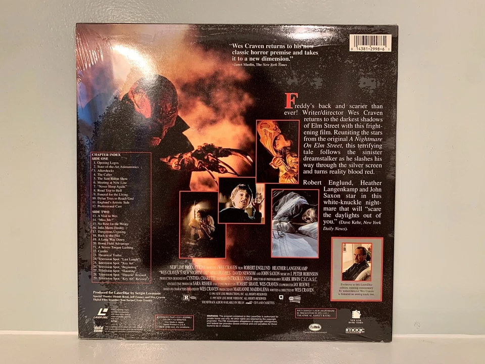 Wes Craven’s New Nightmare LaserDisc Widescreen Freddy Krueger New Sealed 1995 - Image 2 of 4