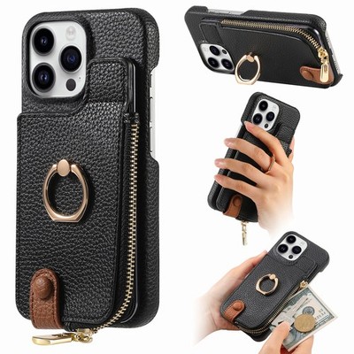 Handy Hülle mit Kartenfach für iPhone 16 15 14 Schutzhülle PU Leder Handyhülle