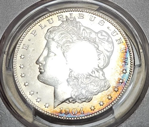 1904-O Morgan Silver Dollar PCGS MS64 - Dual Sided Toning Great Eye Appeal