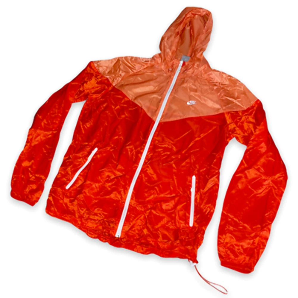 Nike Vintage Supe Glanz Jacket Windbreaker Windrunner Orange Whit Lightweight