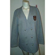 Vintage Julie Miller Gray Double Breasted Academia Jacket Stretch Knit Medium