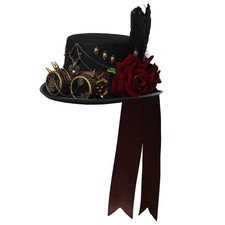 Women Men Steampunk Top Hats with Goggle Halloween Costume Hats