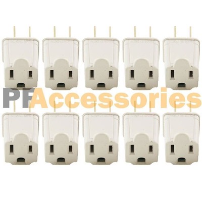 10 Pc 3 Prong to 2 Prong Outlet Electrical Ground AC Adapter Grounding Converter
